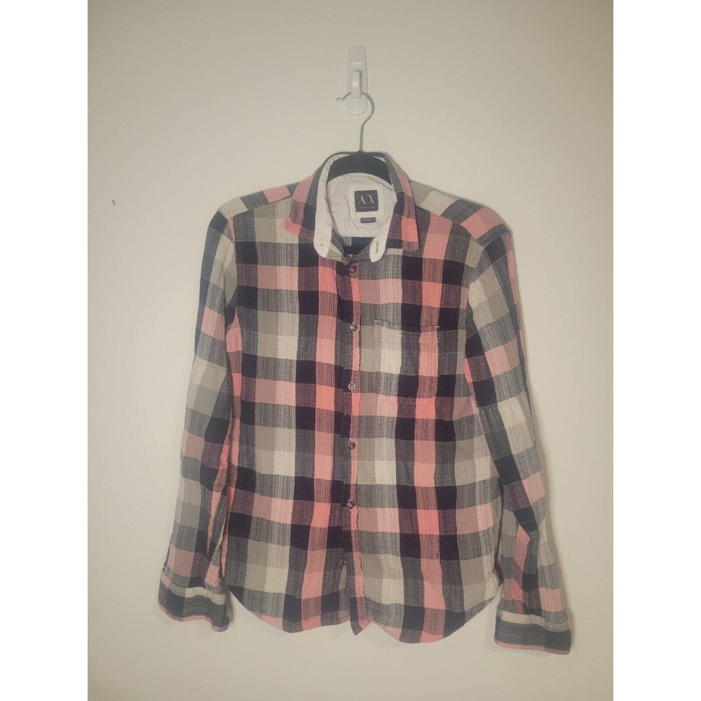 A/X Armani Exchange Women Medium Western Plaid Soft Cotton Button Up 2013 Euc